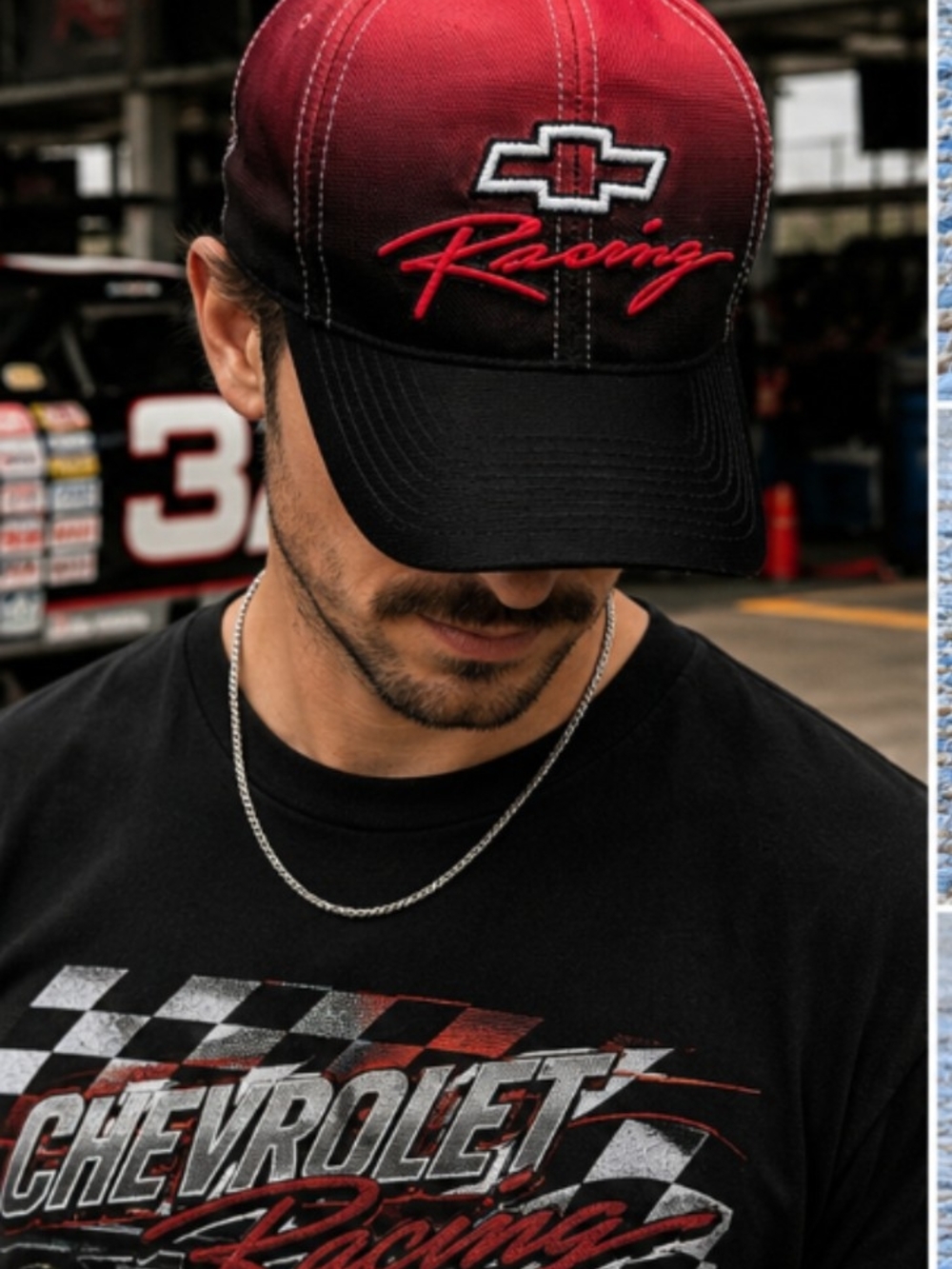 Chevrolet Racing Snapback Hat Red Black NASCAR GM Motorsports Trucker Cap